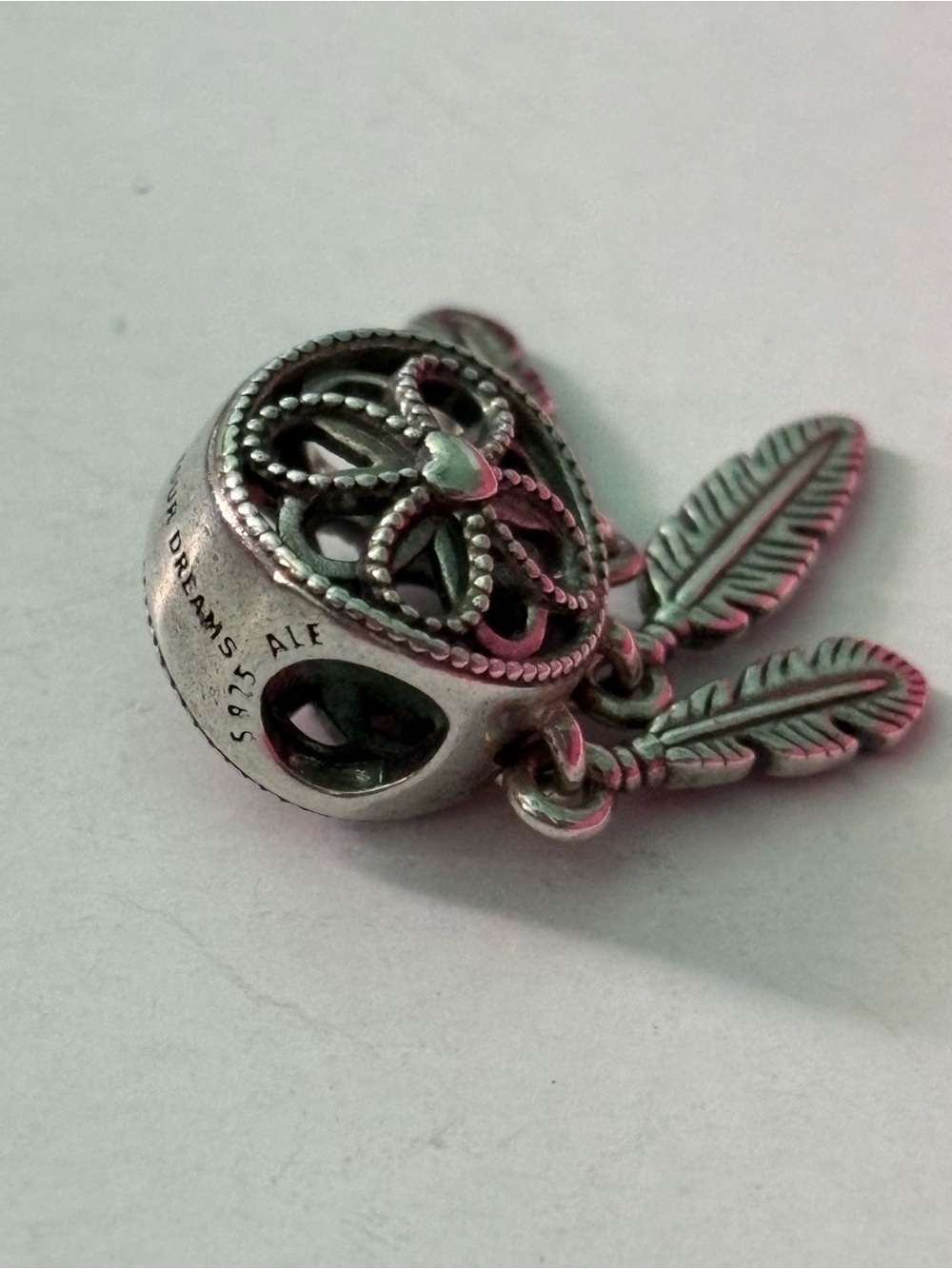 Pandora Silver Dreamcatcher Dangle Charm with Feathers - Picture 4 of 4